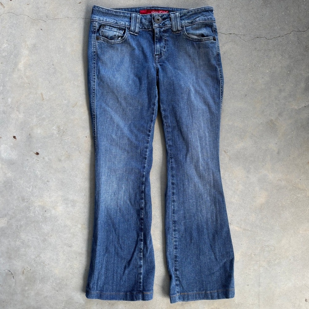 Y2K Guess Jeans Sweetheart Flare Blue Stretch Denim Size 28 Baddie Casual Party